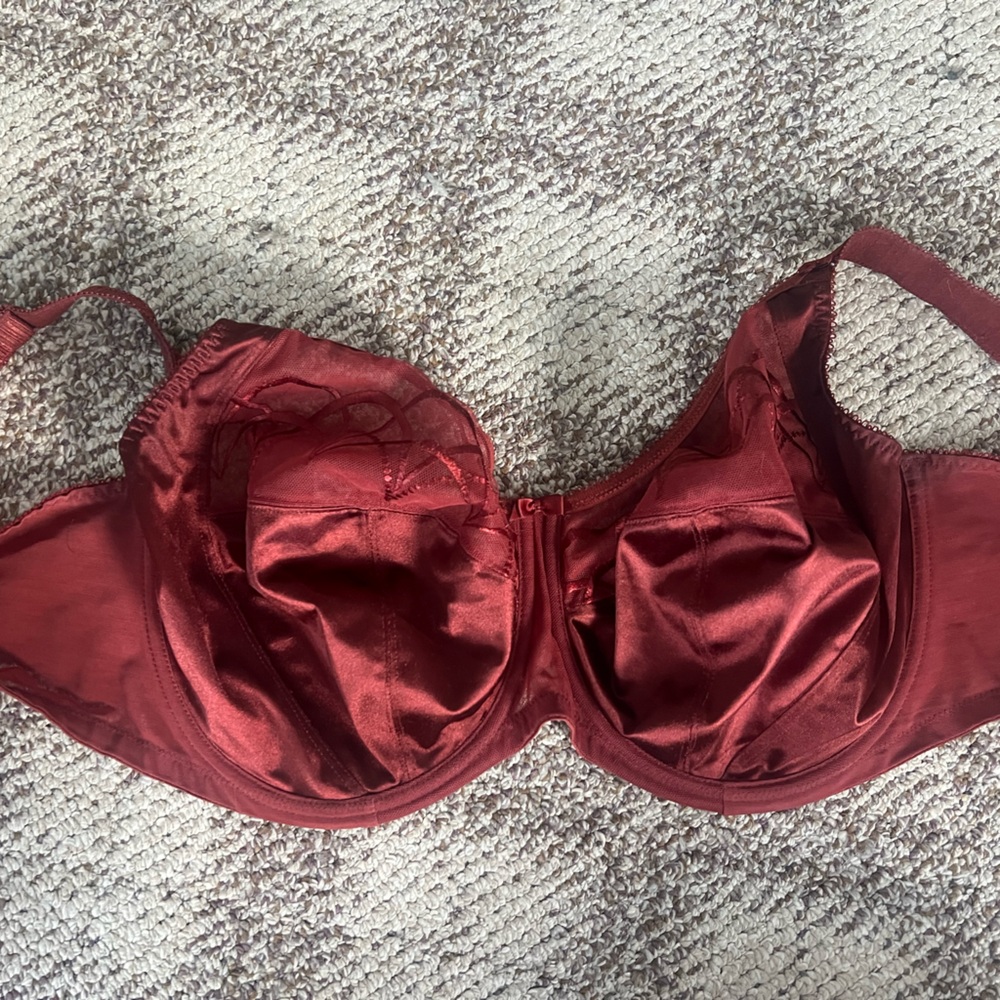 Elomi Deep Red Satin Bra